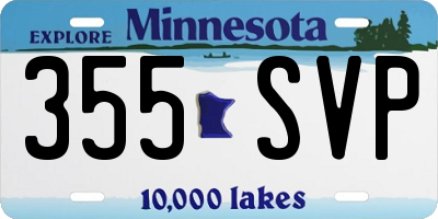 MN license plate 355SVP