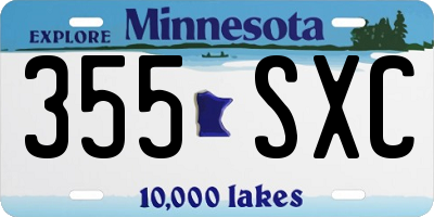 MN license plate 355SXC