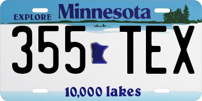 MN license plate 355TEX