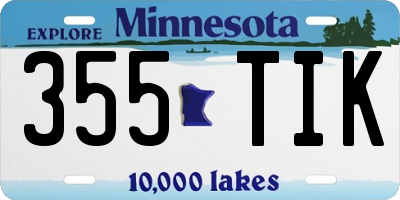 MN license plate 355TIK