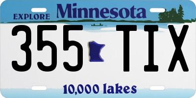 MN license plate 355TIX