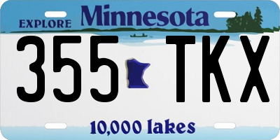 MN license plate 355TKX