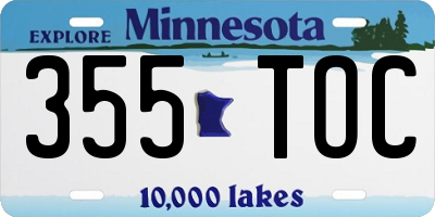 MN license plate 355TOC