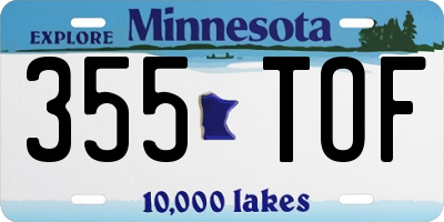 MN license plate 355TOF