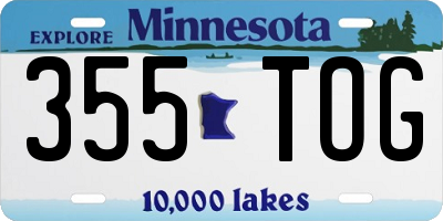 MN license plate 355TOG