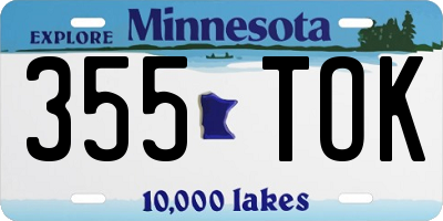 MN license plate 355TOK