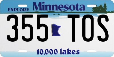 MN license plate 355TOS