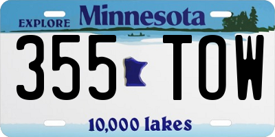 MN license plate 355TOW