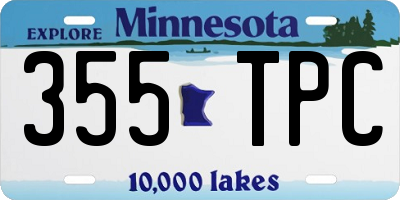 MN license plate 355TPC