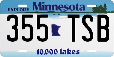 MN license plate 355TSB