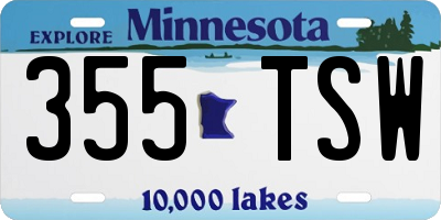 MN license plate 355TSW