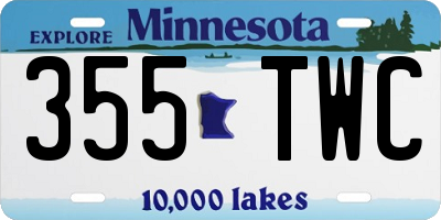MN license plate 355TWC