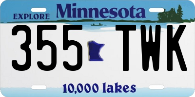 MN license plate 355TWK