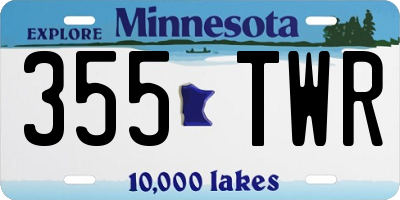 MN license plate 355TWR