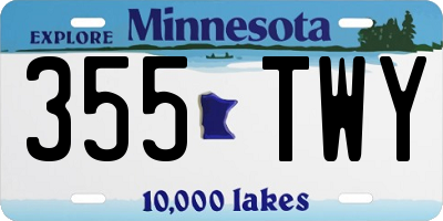 MN license plate 355TWY