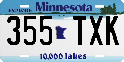 MN license plate 355TXK