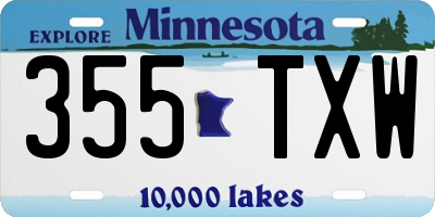 MN license plate 355TXW