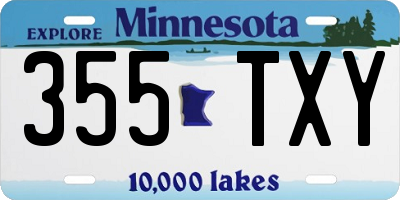 MN license plate 355TXY