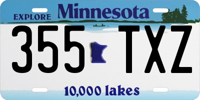 MN license plate 355TXZ