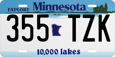 MN license plate 355TZK