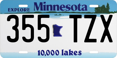 MN license plate 355TZX