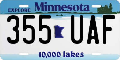 MN license plate 355UAF