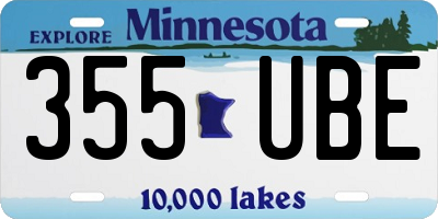 MN license plate 355UBE