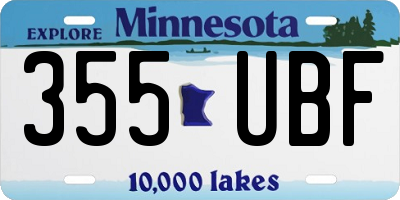 MN license plate 355UBF