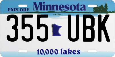 MN license plate 355UBK