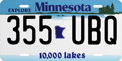 MN license plate 355UBQ