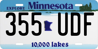 MN license plate 355UDF