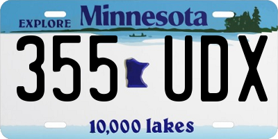 MN license plate 355UDX