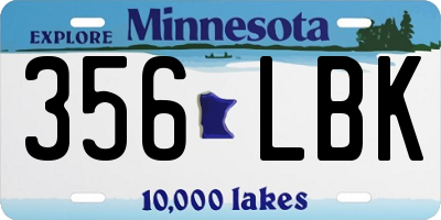 MN license plate 356LBK