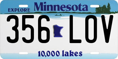 MN license plate 356LOV