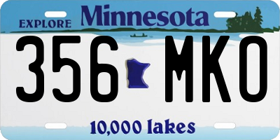 MN license plate 356MKO