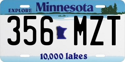 MN license plate 356MZT