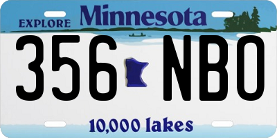 MN license plate 356NBO