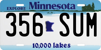 MN license plate 356SUM