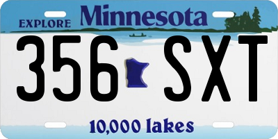 MN license plate 356SXT