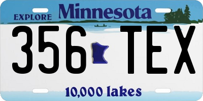 MN license plate 356TEX