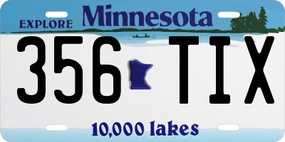 MN license plate 356TIX