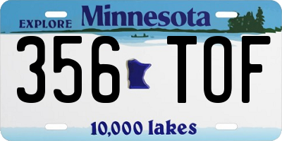 MN license plate 356TOF