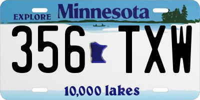 MN license plate 356TXW