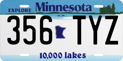 MN license plate 356TYZ