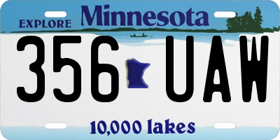 MN license plate 356UAW