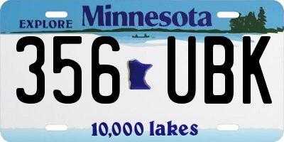 MN license plate 356UBK