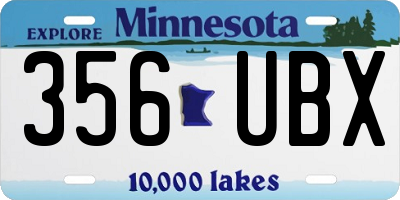 MN license plate 356UBX