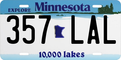 MN license plate 357LAL