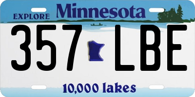 MN license plate 357LBE