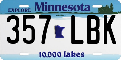 MN license plate 357LBK